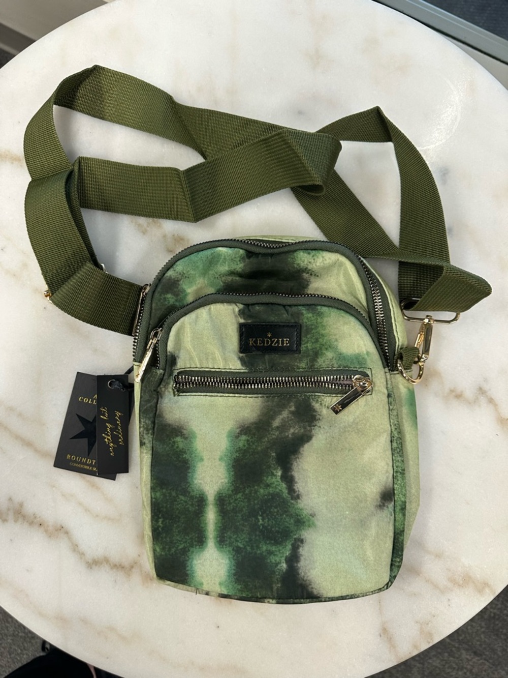 Kedzie Olive Green Camouflage Mini Crossbody Bag